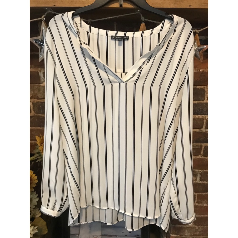 Adrianna Papell White Striped Blouse